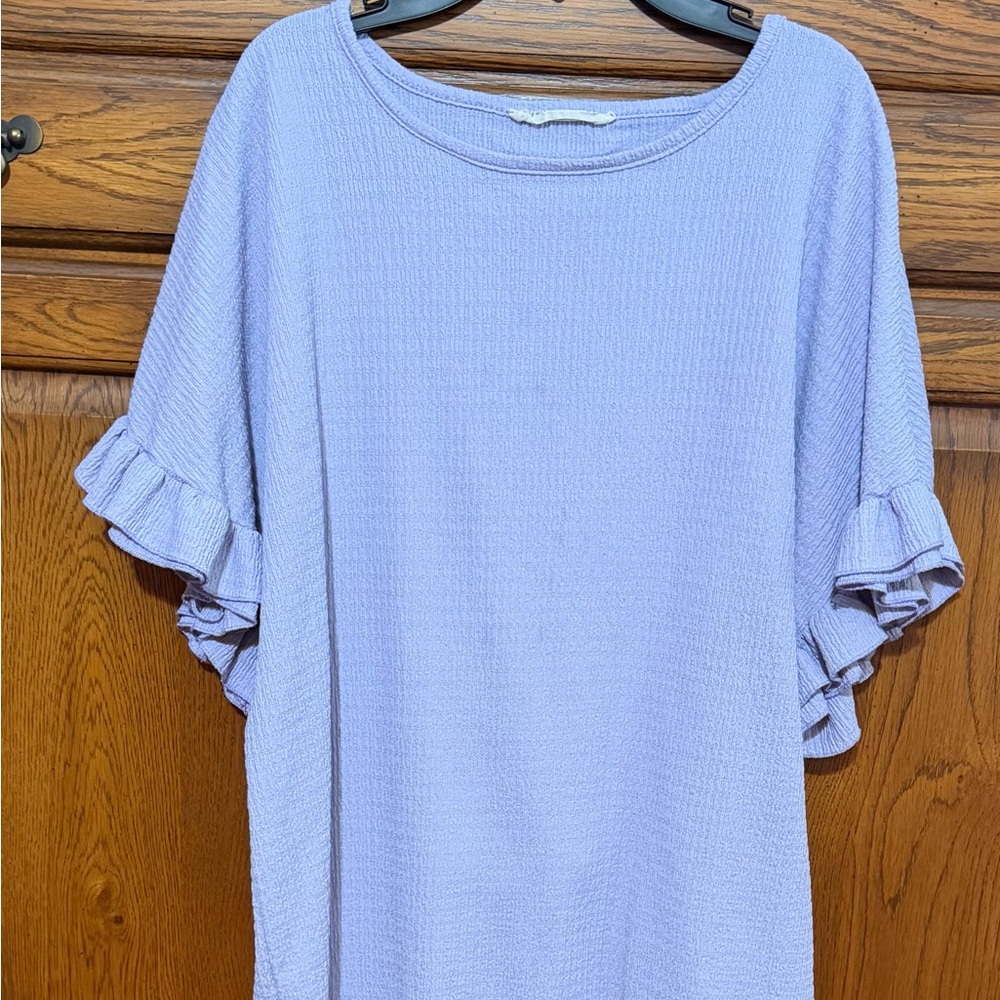 Vine & Love Light Purple Ruffle Sleeve Blouse